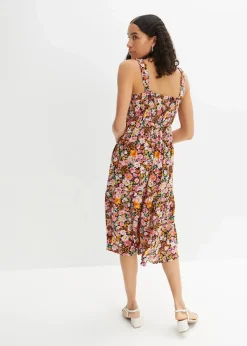 bonprix Nachhaltigere Materialien|Kleider^Midikleid aus Viskose pink/grün geblümt
