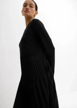 bonprix Bekleidung·Pullover & Strickjacken|Kleider^Midikleid aus Viskose-Mix schwarz