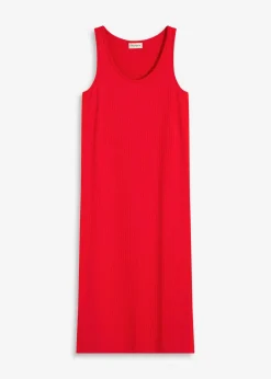 bonprix Kleider|Bekleidung·Pullover & Strickjacken^Midikleid aus weicher Rippe tiefrot