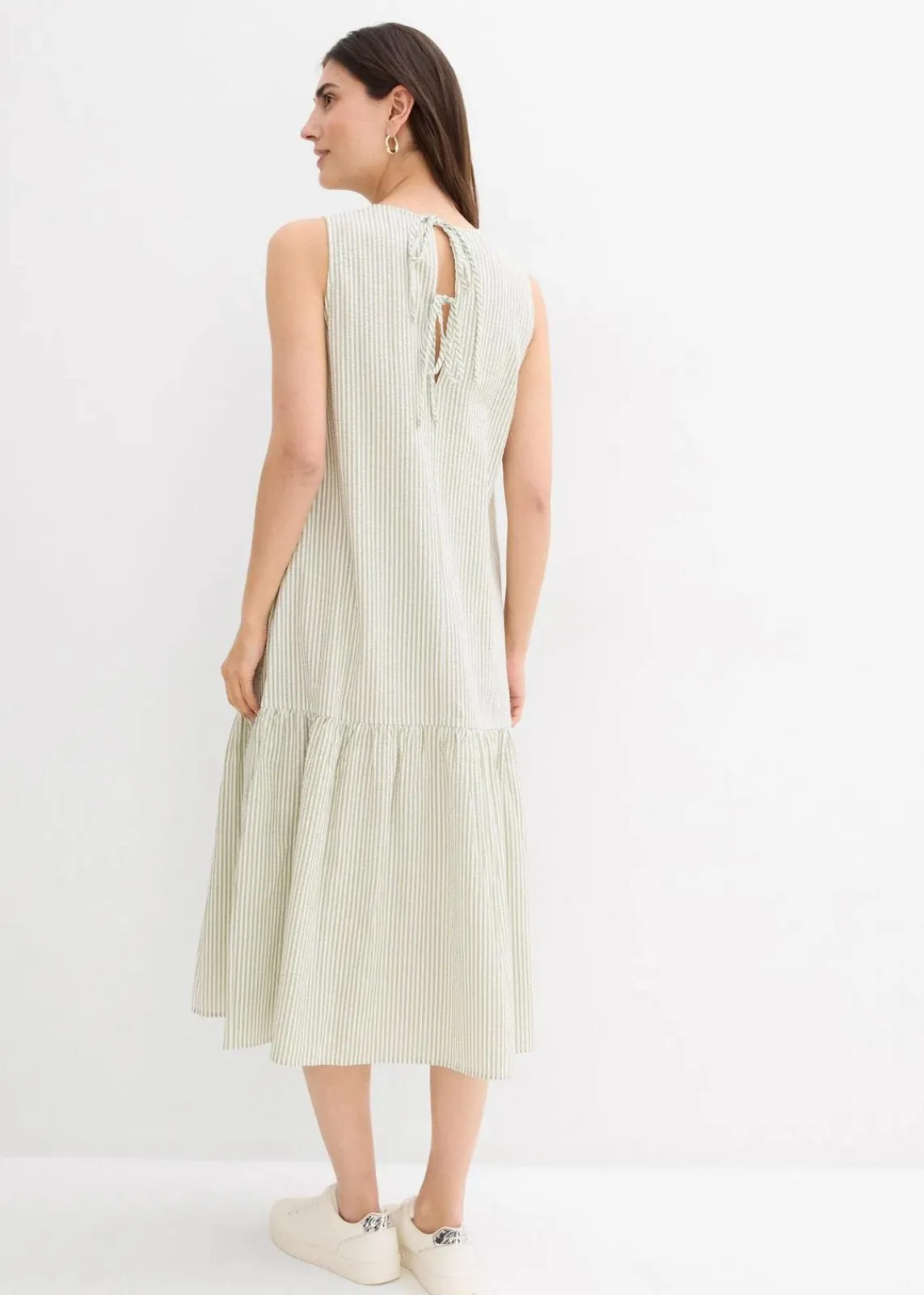 bonprix Kleider|Bekleidung·Pullover & Strickjacken^Midikleid in A-Linie edelsteingrün gestreift