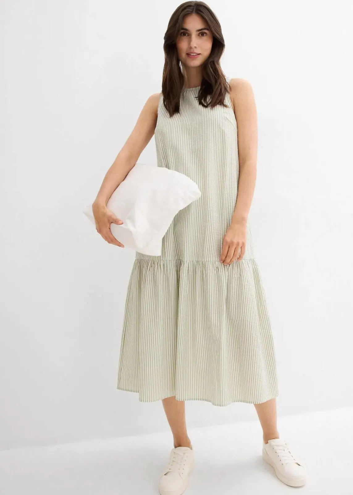 bonprix Kleider|Bekleidung·Pullover & Strickjacken^Midikleid in A-Linie edelsteingrün gestreift