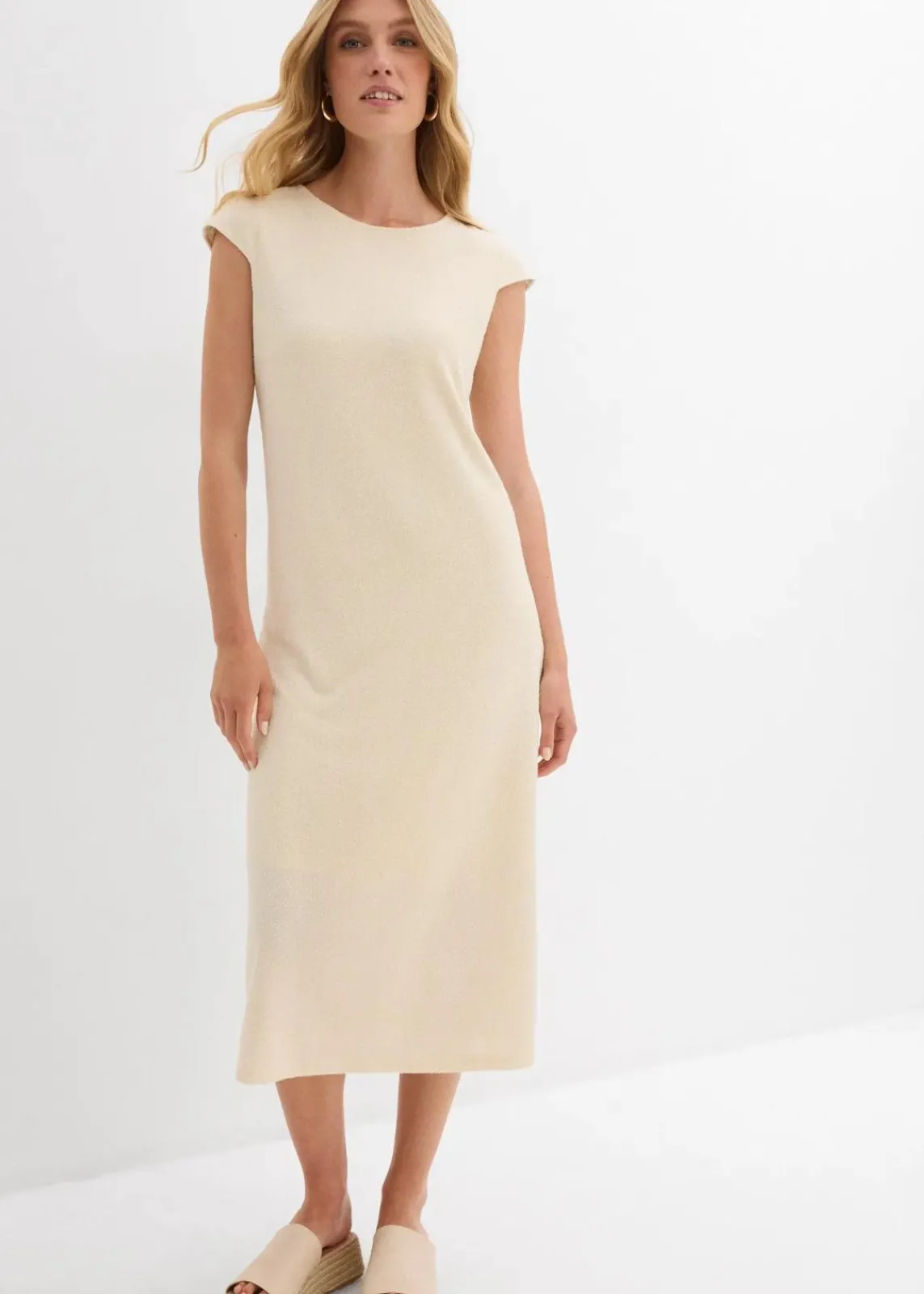bonprix Bekleidung·Pullover & Strickjacken|Kleider^Midikleid in Strickoptik natur