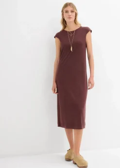 bonprix Kleider|Bekleidung·Pullover & Strickjacken^Midikleid in Strickoptik terrabraun