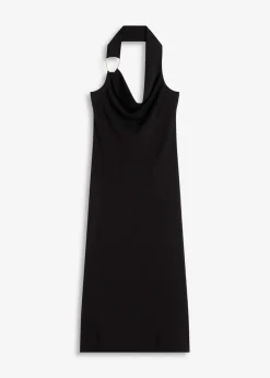 bonprix Kleider^Midikleid mit dekorativem Metall-Detail schwarz