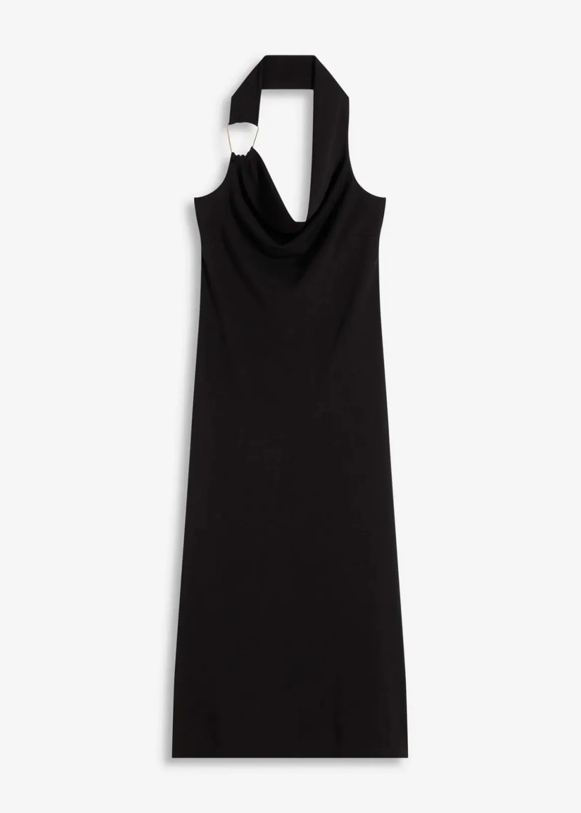 bonprix Kleider^Midikleid mit dekorativem Metall-Detail schwarz
