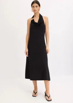 bonprix Kleider^Midikleid mit dekorativem Metall-Detail schwarz