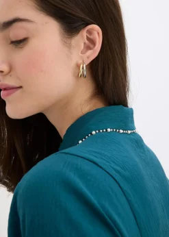 bonprix Kleider|Bekleidung·Pullover & Strickjacken^Midikleid mit Perlen Applikation dunkelpetrol