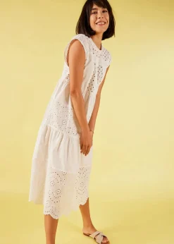 bonprix Kleider|Bekleidung·Pullover & Strickjacken^Midikleid mit Spitze weiß