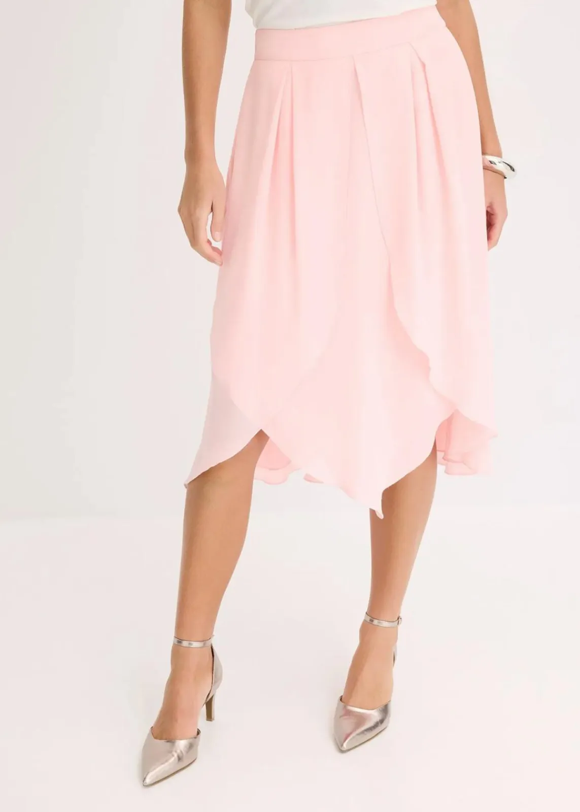bonprix Röcke^Midirock mit Ruffle und Chiffon rosenquarz