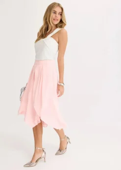 bonprix Röcke^Midirock mit Ruffle und Chiffon rosenquarz