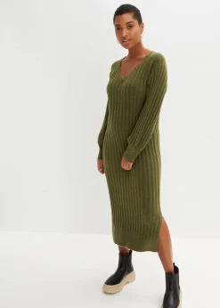 bonprix Bekleidung·Umstandsmode|Bekleidung·Pullover & Strickjacken^Midi-Strickkleid dunkelkhaki