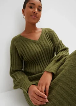 bonprix Bekleidung·Umstandsmode|Bekleidung·Pullover & Strickjacken^Midi-Strickkleid dunkelkhaki