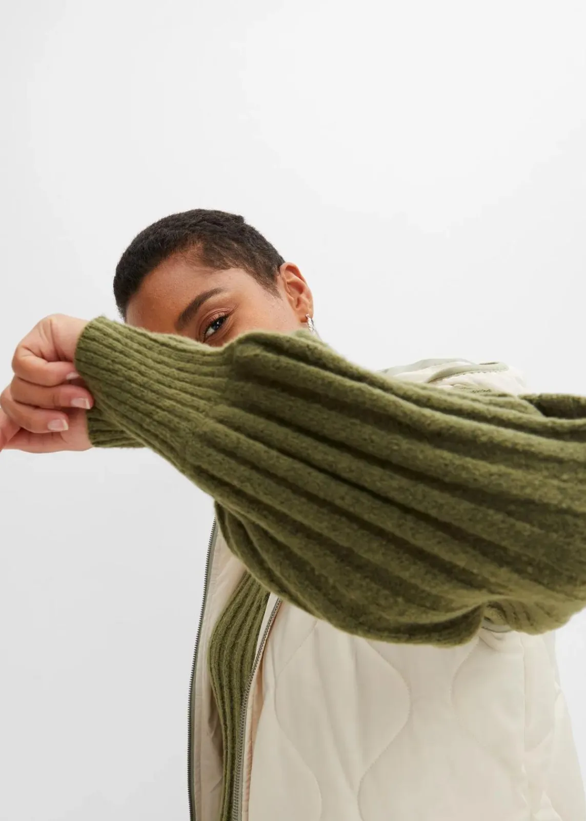 bonprix Bekleidung·Umstandsmode|Bekleidung·Pullover & Strickjacken^Midi-Strickkleid dunkelkhaki
