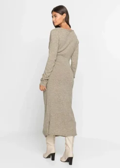 bonprix Kleider|Strickmode^Midi-Strickkleid beige meliert