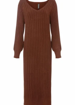 bonprix Bekleidung·Umstandsmode|Bekleidung·Pullover & Strickjacken^Midi-Strickkleid mahagonibraun