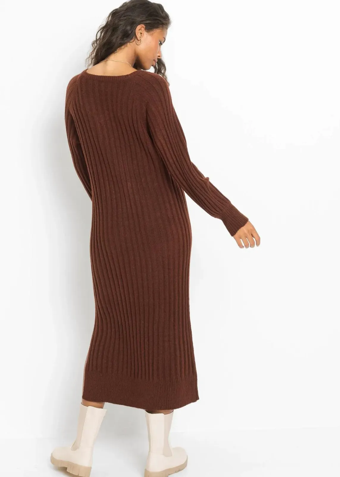 bonprix Bekleidung·Umstandsmode|Bekleidung·Pullover & Strickjacken^Midi-Strickkleid mahagonibraun