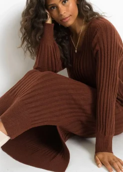 bonprix Bekleidung·Umstandsmode|Bekleidung·Pullover & Strickjacken^Midi-Strickkleid mahagonibraun