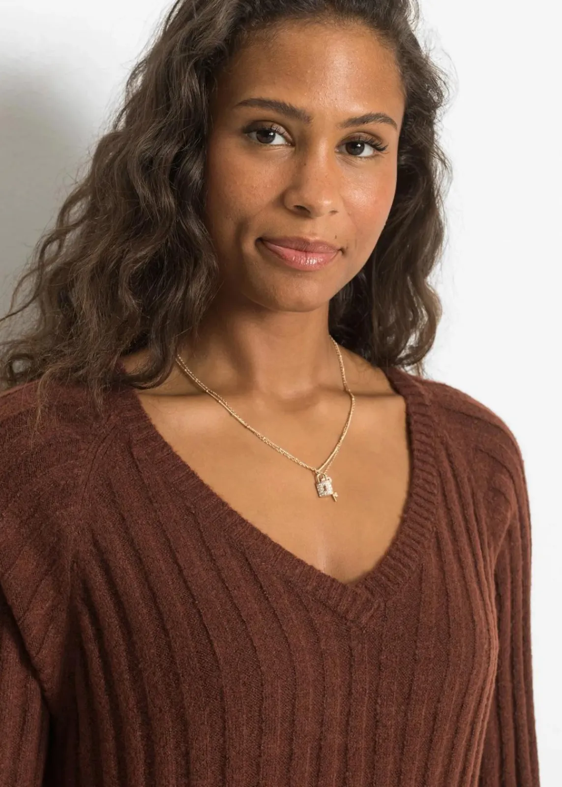 bonprix Bekleidung·Umstandsmode|Bekleidung·Pullover & Strickjacken^Midi-Strickkleid mahagonibraun