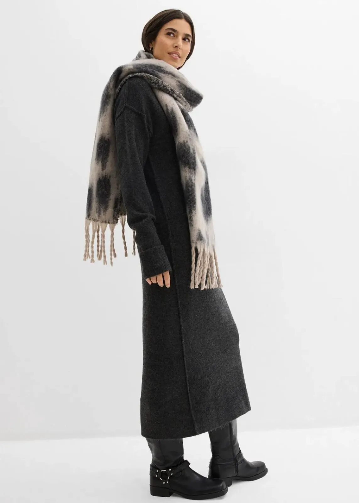 bonprix Bekleidung·Umstandsmode|Bekleidung·Pullover & Strickjacken^Midi-Strickkleid anthrazit meliert