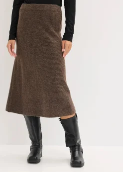 bonprix Röcke|Bekleidung·Sportbekleidung^Midi-Strickrock braun meliert