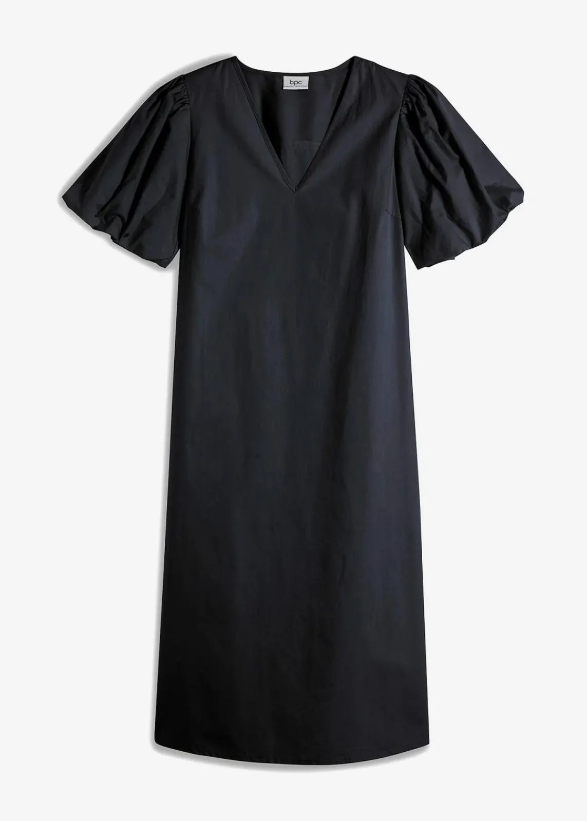 bonprix Bekleidung·Pullover & Strickjacken|Kleider^Midi-Web-Kleid aus Bio-Baumwolle schwarz