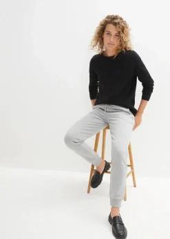 bonprix Pullover & Strickjacken|Strickmode^Milano Rib Pullover mit Rundhals schwarz