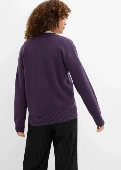bonprix Bekleidung·Umstandsmode|Strickmode^Milano Rib-Feinstrickjacke pflaume