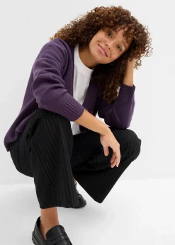 bonprix Bekleidung·Umstandsmode|Strickmode^Milano Rib-Feinstrickjacke pflaume
