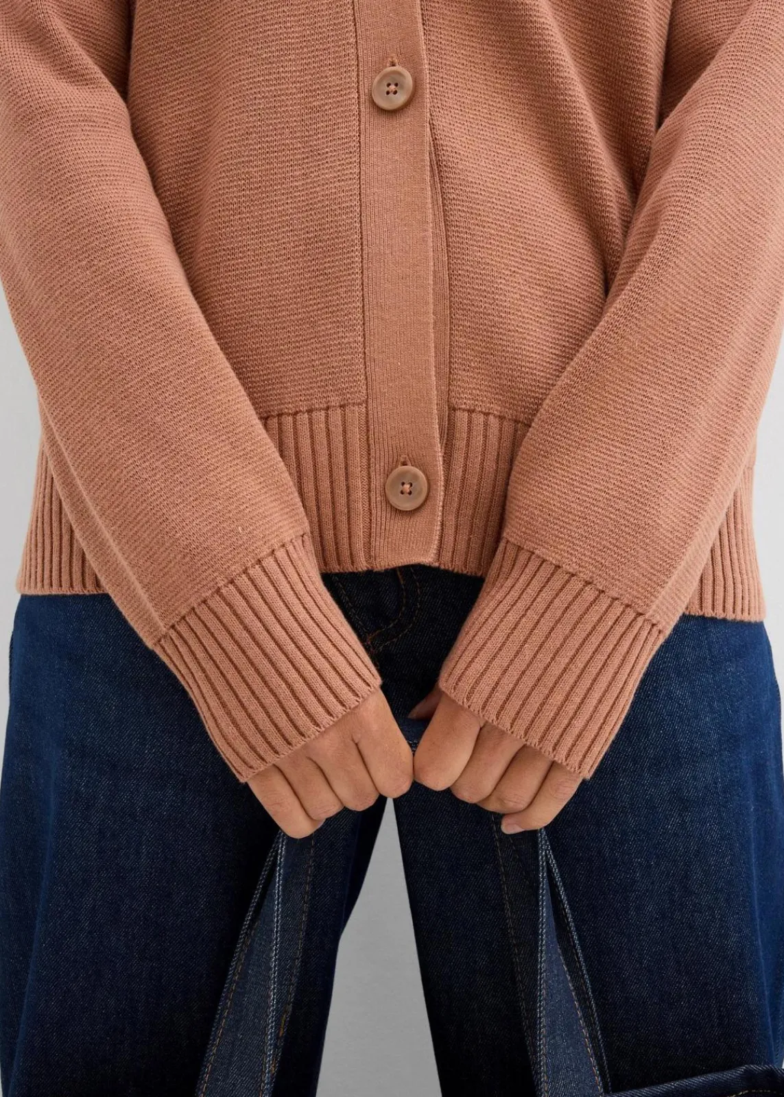 bonprix Bekleidung·Umstandsmode|Strickmode^Milano Rib-Feinstrickjacke schokosorbet