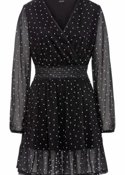 bonprix Kleider|Bekleidung·Pullover & Strickjacken^Minikleid schwarz/wollweiß gepunktet