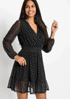 bonprix Kleider|Bekleidung·Pullover & Strickjacken^Minikleid schwarz/wollweiß gepunktet
