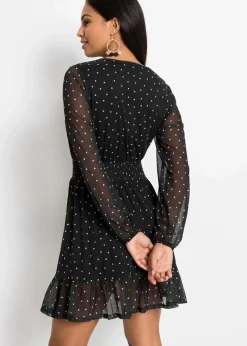 bonprix Kleider|Bekleidung·Pullover & Strickjacken^Minikleid schwarz/wollweiß gepunktet