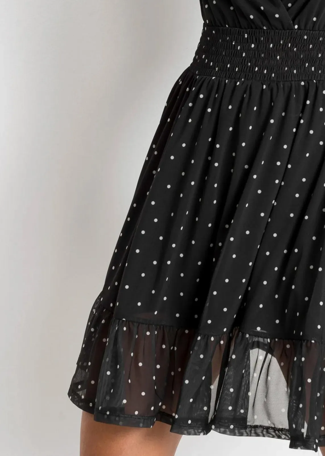 bonprix Kleider|Bekleidung·Pullover & Strickjacken^Minikleid schwarz/wollweiß gepunktet