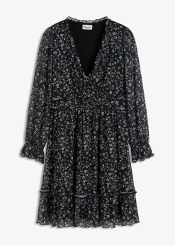 bonprix Nachhaltigere Materialien|Kleider^Minikleid schwarz/weiß geblümt