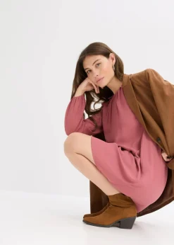 bonprix Bekleidung·Pullover & Strickjacken|Kleider^Minikleid aus Chiffon mit Rüschen softbeere