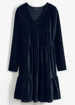 bonprix Bekleidung·Pullover & Strickjacken|Kleider^Minikleid aus elastischen Samt dunkelblau