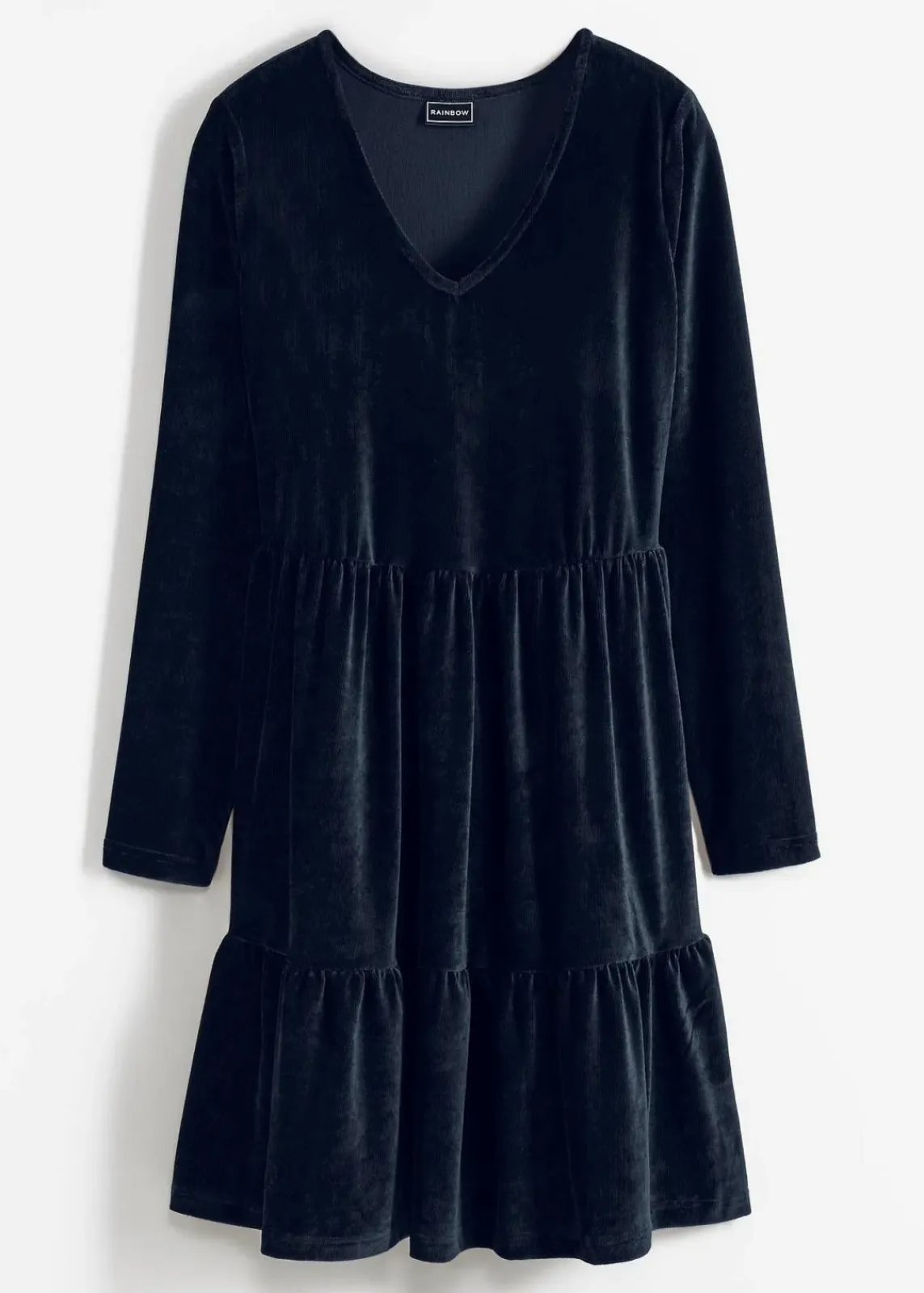 bonprix Bekleidung·Pullover & Strickjacken|Kleider^Minikleid aus elastischen Samt dunkelblau