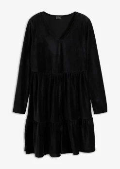 bonprix Kleider|Bekleidung·Pullover & Strickjacken^Minikleid aus elastischen Samt schwarz