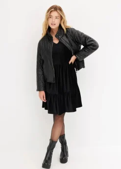 bonprix Kleider|Bekleidung·Pullover & Strickjacken^Minikleid aus elastischen Samt schwarz