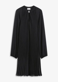 bonprix Kleider|Festliche Mode^Minikleid aus feinem Chiffon mit Plisseé schwarz