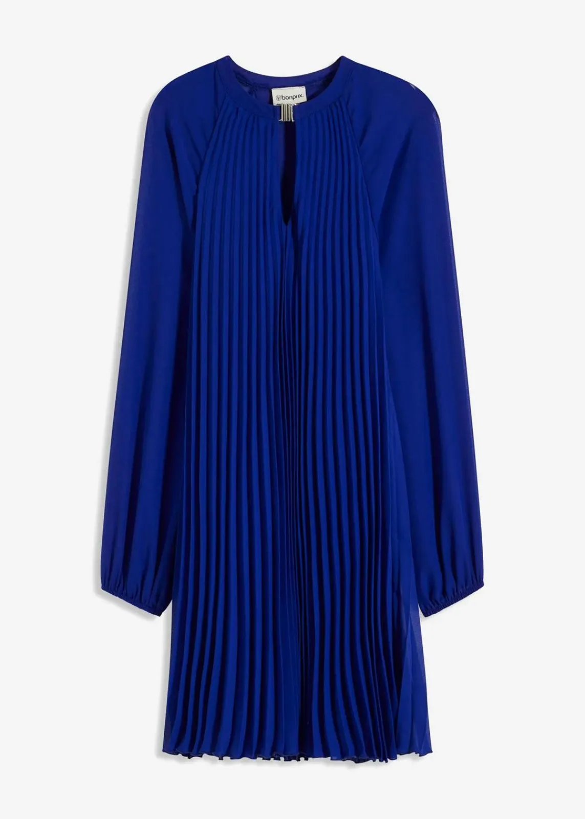 bonprix Bekleidung·Pullover & Strickjacken|Festliche Mode^Minikleid aus feinem Chiffon mit Plisseé blau