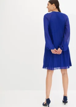 bonprix Bekleidung·Pullover & Strickjacken|Festliche Mode^Minikleid aus feinem Chiffon mit Plisseé blau