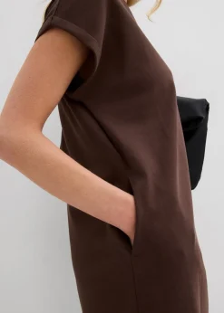 bonprix Bekleidung·Pullover & Strickjacken|Kleider^Minikleid aus fester Interlock-Qualität mit Taschen dunkelbraun