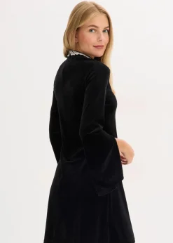 bonprix Kleider^Minikleid aus fließendem Samt schwarz