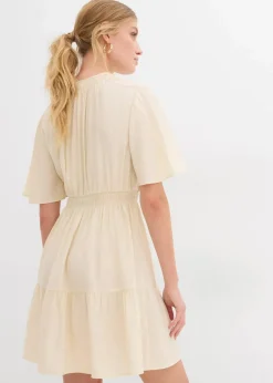 bonprix Kleider|Bekleidung·Pullover & Strickjacken^Minikleid aus fließendem Viskose-Mix natur
