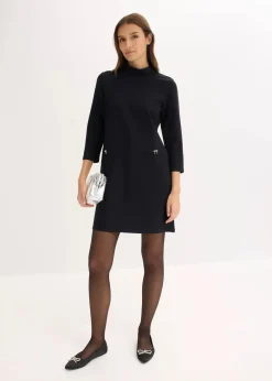 bonprix Bekleidung·Pullover & Strickjacken|Kleider^Minikleid aus fließendem Viskose-Mix schwarz
