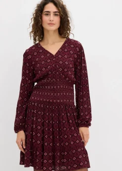 bonprix Kleider|Nachhaltigere Materialien^Minikleid aus fließender Viskose weinrot