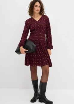bonprix Kleider|Nachhaltigere Materialien^Minikleid aus fließender Viskose weinrot