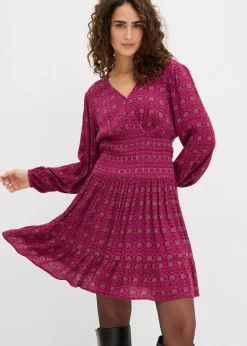 bonprix Nachhaltigere Materialien|Kleider^Minikleid aus fließender Viskose violett bedruckt
