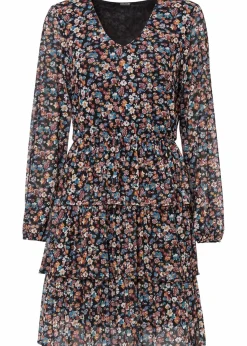 bonprix Bekleidung·Pullover & Strickjacken|Kleider^Minikleid aus Mesh schwarz geblümt